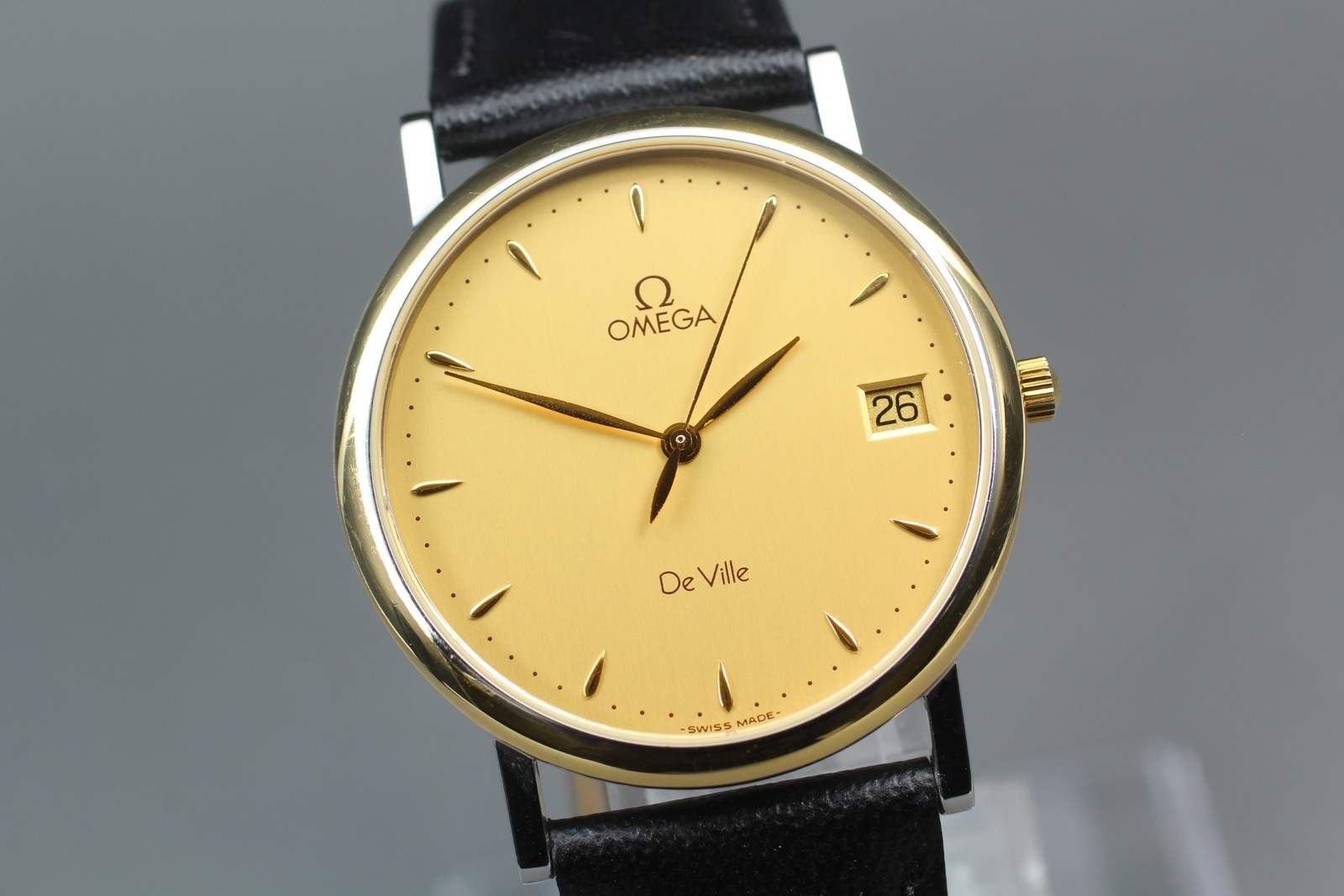 [MINT w/Paper] Vintage OMEGA De Ville Cal.1432 Quartz Gold Date 32mm Men's Watch image 6