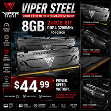Patriot Viper Steel 8GB 2x4GB DDR4 3200MHz PC4-25600 CL16 Desktop RAM Kit