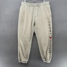 Tommy Hilfiger Pants Mens Medium Heather Gray Fleece Logo Jogger Comfort Pockets