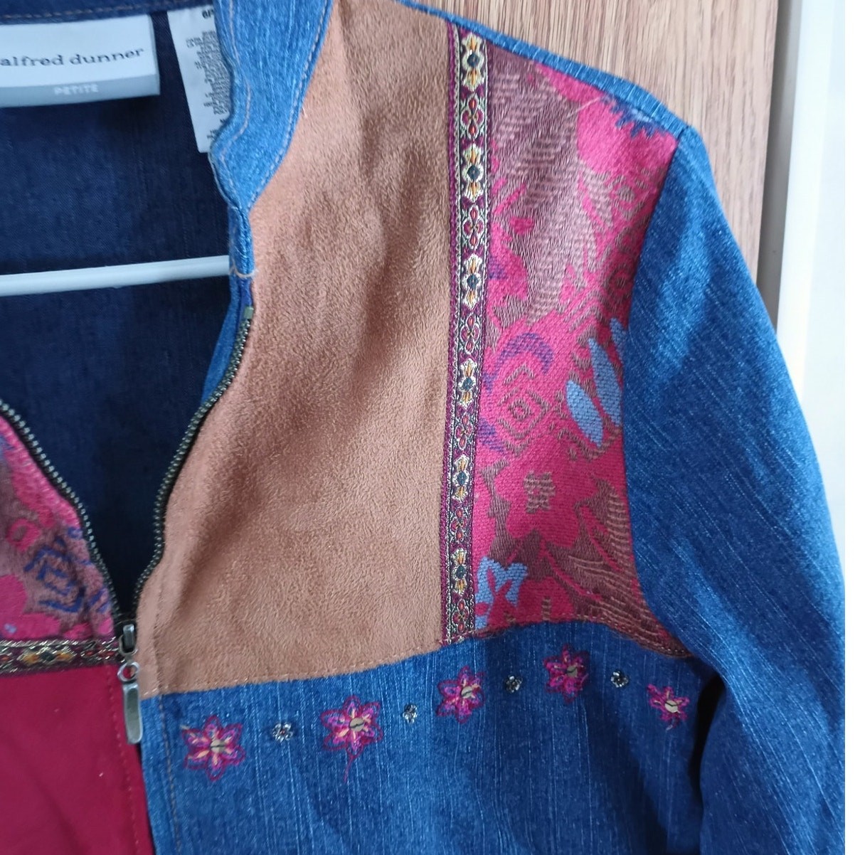 Alfred Dunner Patchwork Jacket Blazer Petite 6 Bo… - image 7