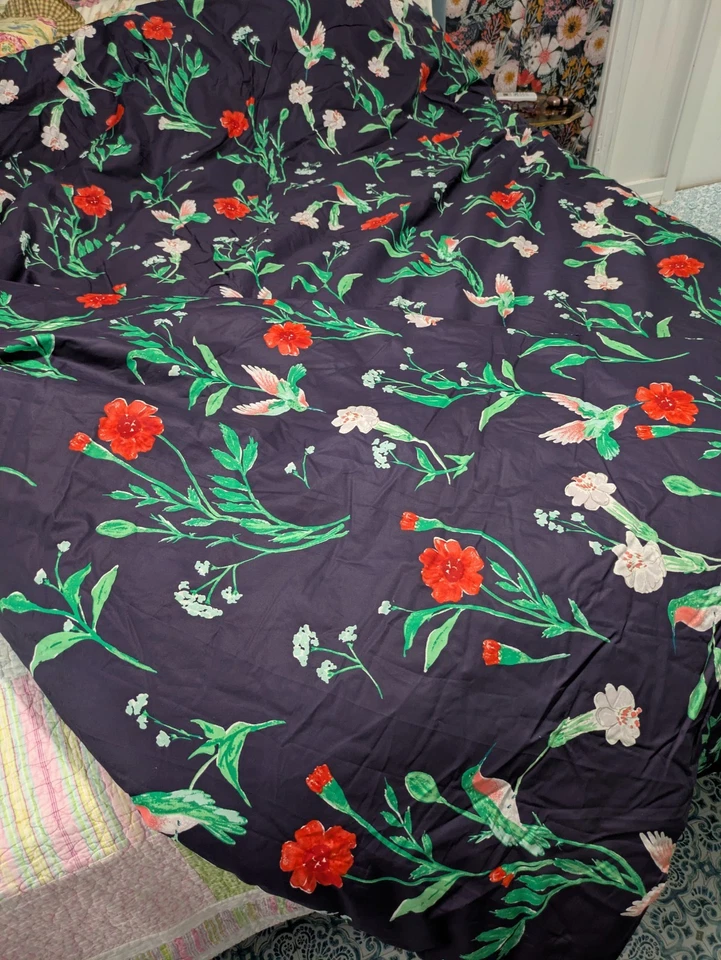 Kate Spade King Size Navy Blue Hummingbird King Size Cotton Comforter & Shams - Image 3 of 4