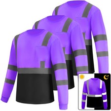 3 Pack Hi Vis Long Sleeve Safety Shirts Reflective DryBlend Shirts Daily Li...