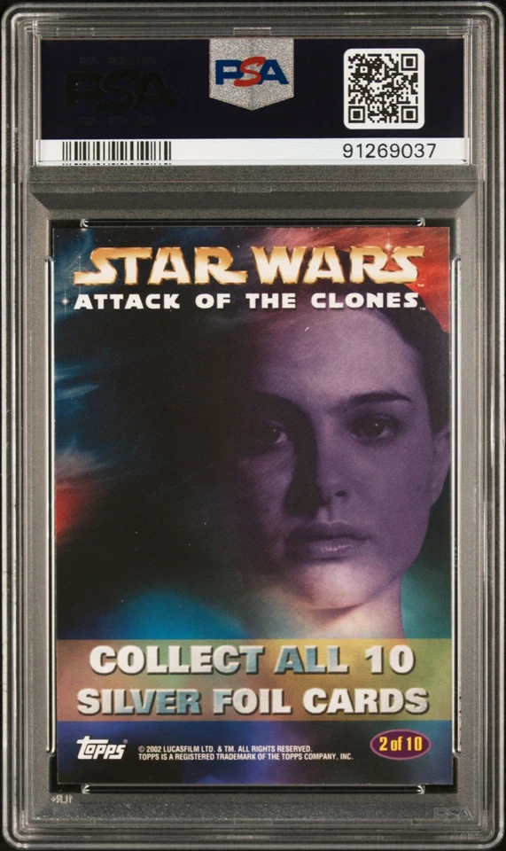 PADME AMIDALA 2002 Topps Star Wars: AOTC #2 Silver Foil PSA 9 ONLY ONE HIGHER - Image 2 of 2