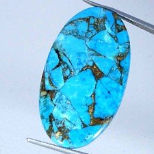 20.30Cts Lab-Created Oval Sky Blue Copper Turquoise Cabochon 19X33X3MM