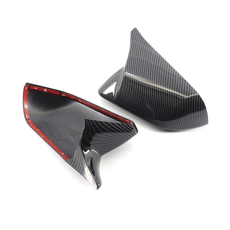 2x For 2015-2022 Ford Mustang M Horn Rearview Side Mirror Cover Cap Carbon Fiber