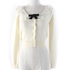 Miu Miu Women's Cropped Wool Cardigan Ivory Size 36 Pre-Owned