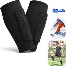Kids Youth Soccer Shin Guards Compression Calf Sleeves Honeycomb Protective Pads