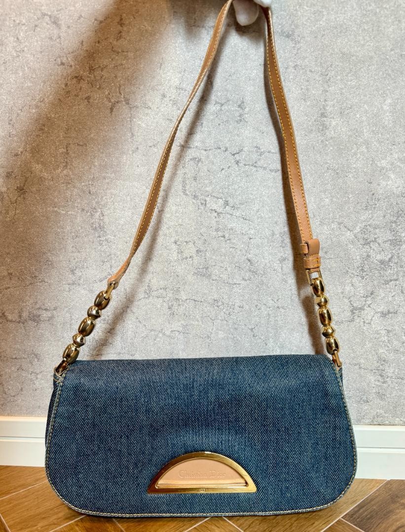 Christian Dior Maris Pearl Denim Shoulder Bag New Luxury Handbag