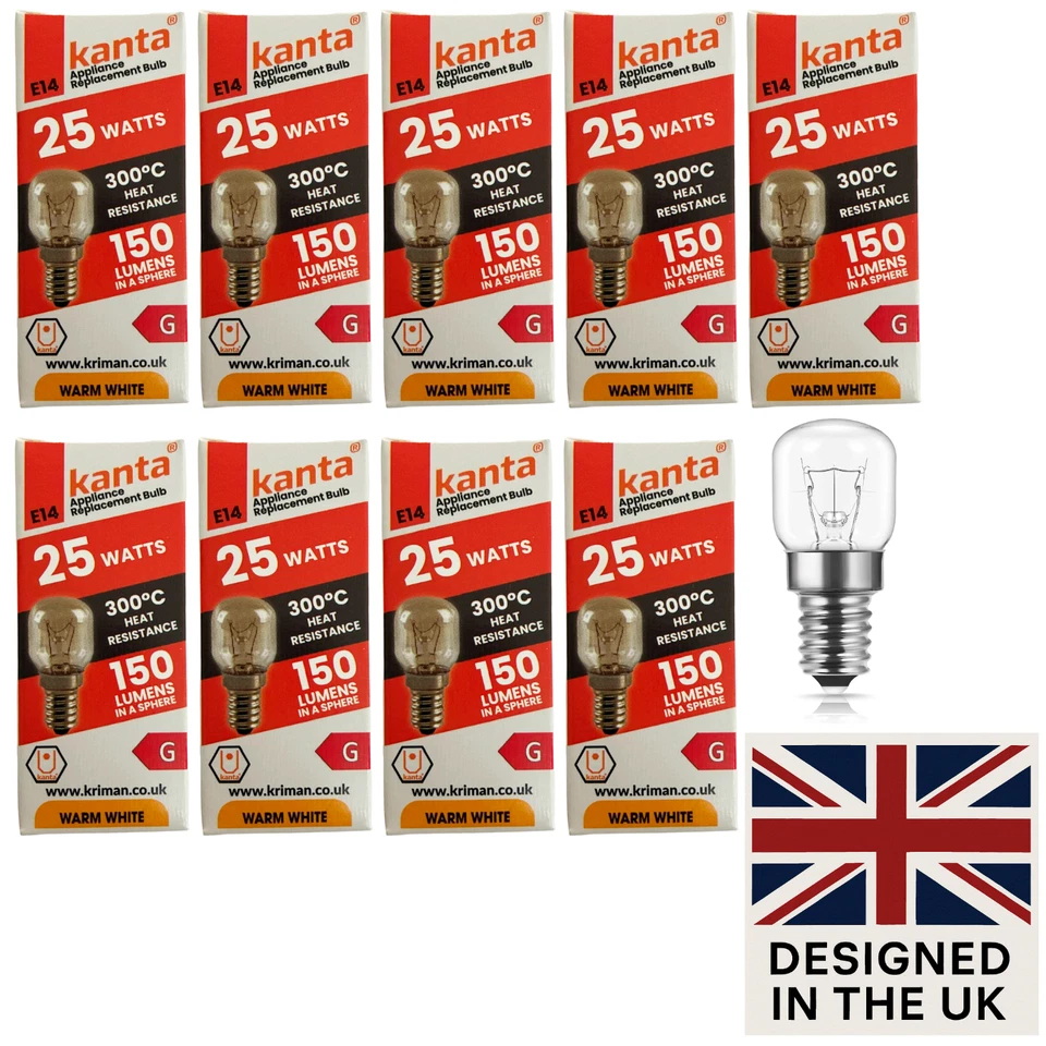 KANTA 10x 25w Oven Cooker Appliance Bulb 300°C Universal Lamp Light 240V E14 SES