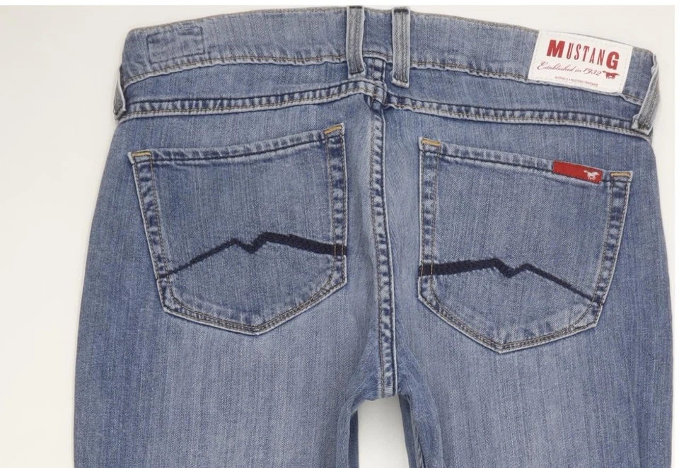 Pantalones de mezclilla elásticos ajustados rectos azules Mustang Oregon para mujer W32 L34 (97413) Foto 4 de 4