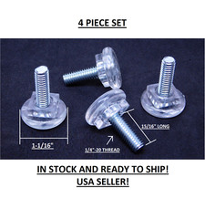 4 PACK Clear Acrylic Furniture Feet Adjustable 1/4-20 Threaded Leveler Glides HN