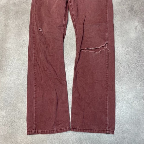 Levis Denim Jeans Mens 30" Baggy Relaxed Fit USA Vintage Trousers, Burgundy - Picture 10 of 11