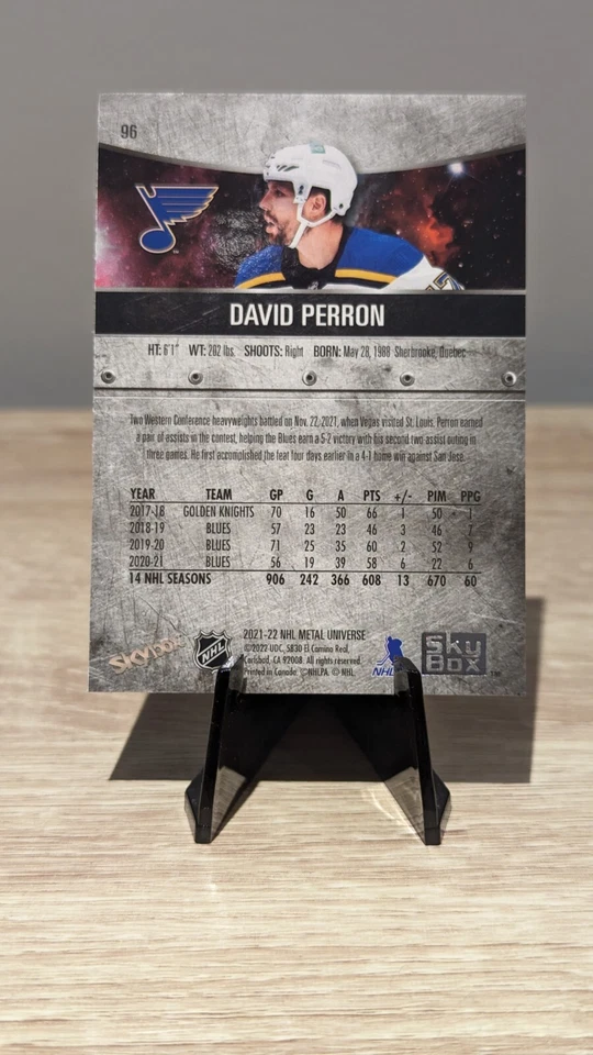 2021-22 Metal Universe Blue Spectrum David Perron #96 St. Louis Blues - Image 2 of 2