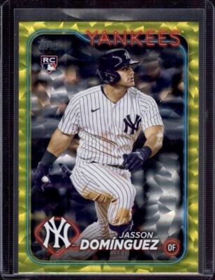 JASSON DOMINGUEZ 2024 Topps Series 1 #60 Yellow Crackle Foil Rookie RC #31/50