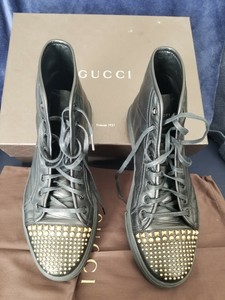 mens gucci black leather high top sneakers
