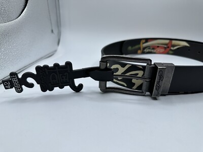 Genuine Ed Hardy leather belt Ed Hardy Eternal Love Leather Belt Black Skull Rhinestones  main image 3