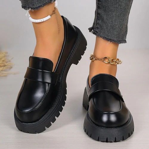 Mocassini donna scarpe singole donna scarpe spesse in pelle pu - Foto 8 di 16