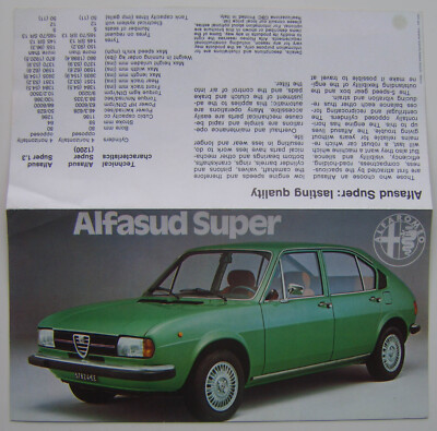 Alfa Romeo Alfasud Super 1977-78 Original UK Small Format Sales Brochure
