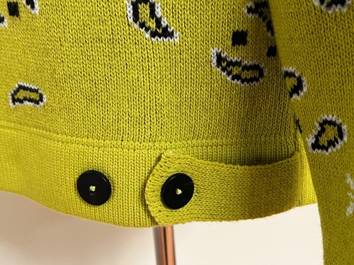 NWT Alanui Bandana Lime Green Wool Denim Jacket Knit Cardigan Sweater Sz M $2470 - Picture 18 of 22