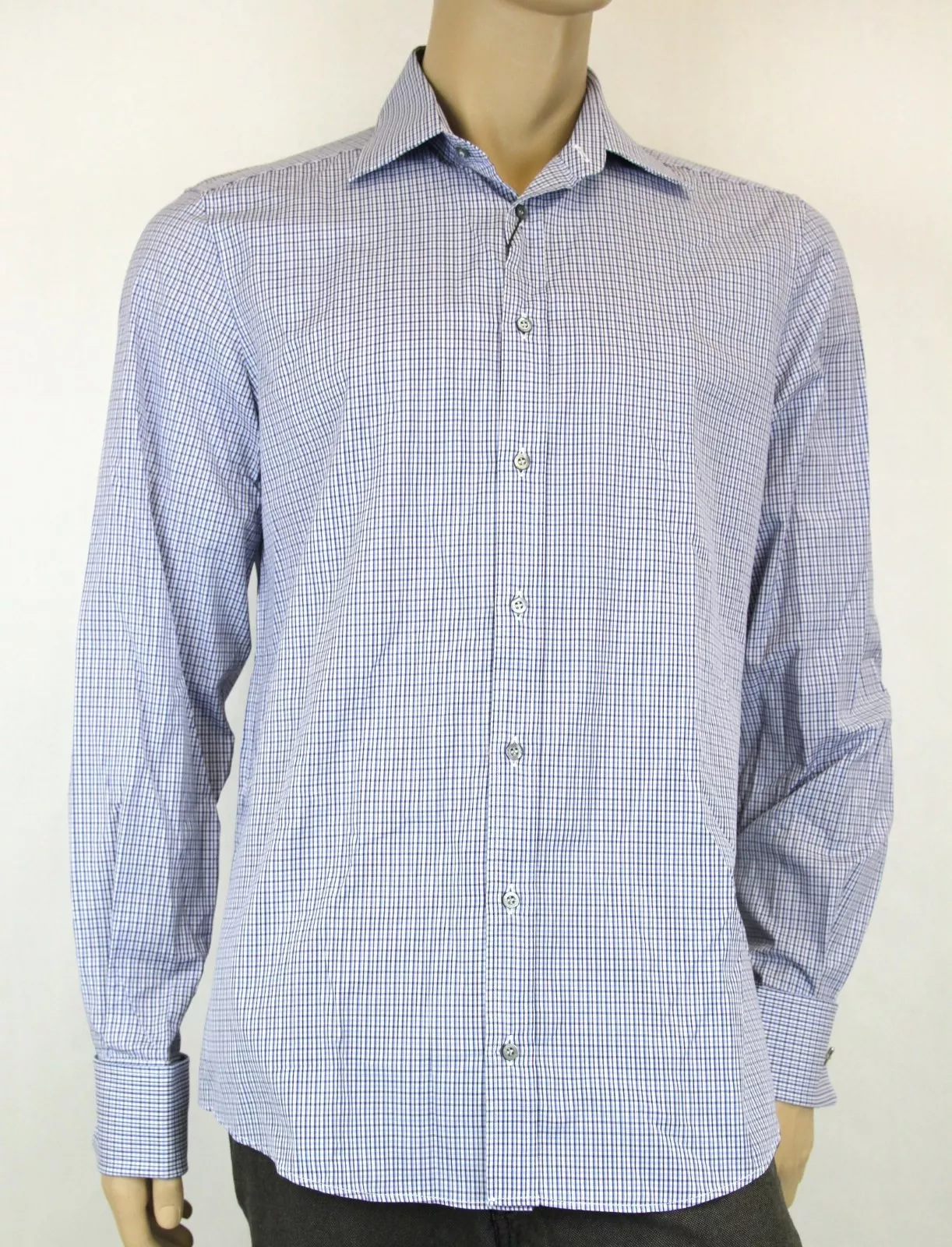 NEUF Chemise habillée à carreaux authentique Gucci pour homme ajustée, 43/17, 269056 4475