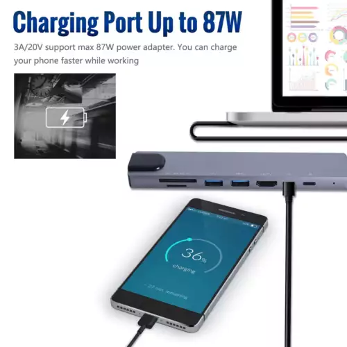 8 in 1 Multiport USB-C Hub Type C To USB 3.0 4K Adapter For Macbook Pro/Air US - Picture 8 of 10