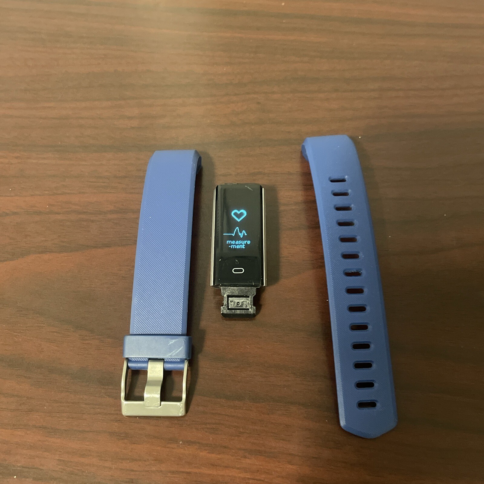 Letscom ID115PLUS HR Smart Watch Fitness Tracker Silver/black Case-blue Band