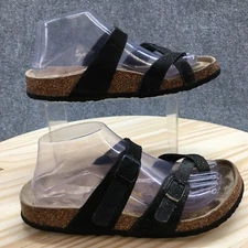 Viking Sandals Womens 39 Comfort Revolution Slip On Flip Flops Black Leather