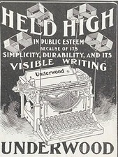Antique UNDERWOOD Typewriter Held High by Old Toy Box Kites Vtg1903 Art Print Ad thumbnail