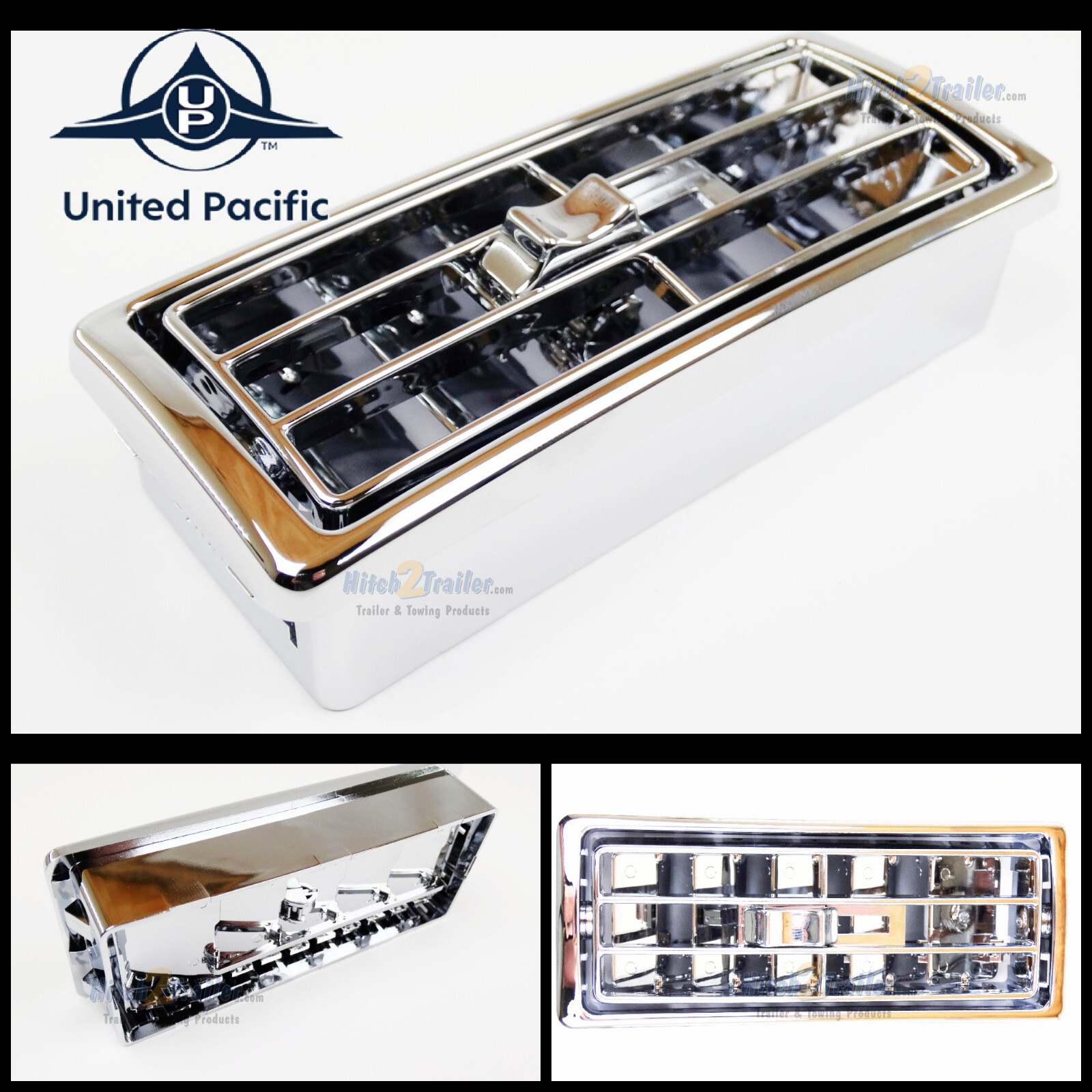 A/C heater vent center dash slide adjuster chrome plastic Kenworth 2002+ UPI