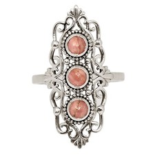 Southwest - Natural Rhodochrosite - Argentina 925 Silver Ring s.8 ALLR-31890