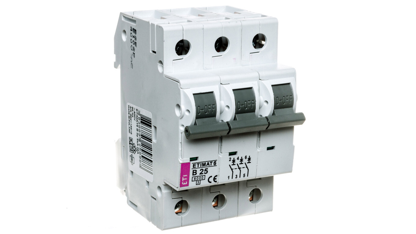 Miniature circuit breaker 3P B 25A 6kA AC ETIMAT 6 002115518 /T2UK