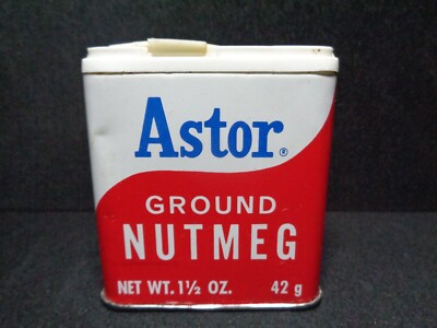 Astor ground nutmeg vintage Tin Container  1.25 oz empty