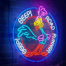 Road Runner Beep! Beep! Garage Open 24"x24" Neon Light Lamp Sign Decor Auto