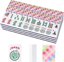 Set of American Mahjong Tiles 166 Premium Acrylic Tiles with Colorful Prints...