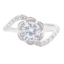 1.50Ct D/VVS1 Round Shape Solitaire With Accents Ring In Solid 14KT White Gold
