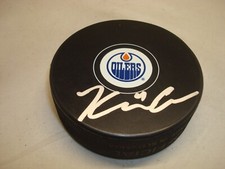 Keegan Lowe Signed Edmonton Oilers Hockey Puck Autographed 1A