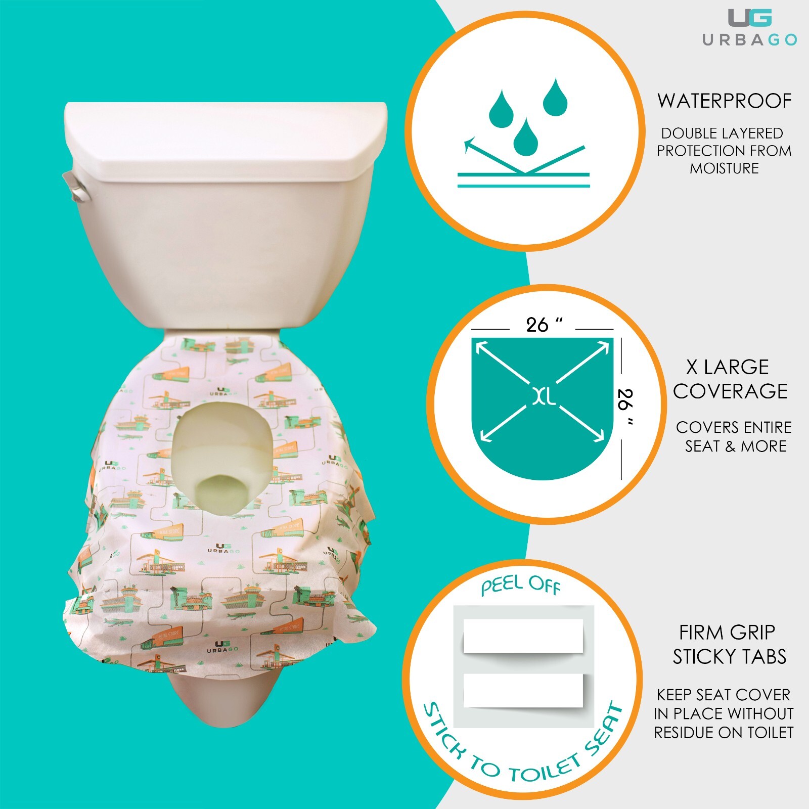 Toilet Seat Cover Disposable XL, 25 Extra Large Travel Pack