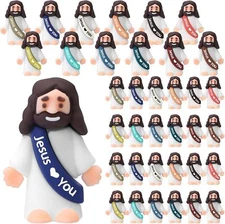 Bememo 25 Pcs Little Jesus Figures Original Design Easter Jesus Love You Mini