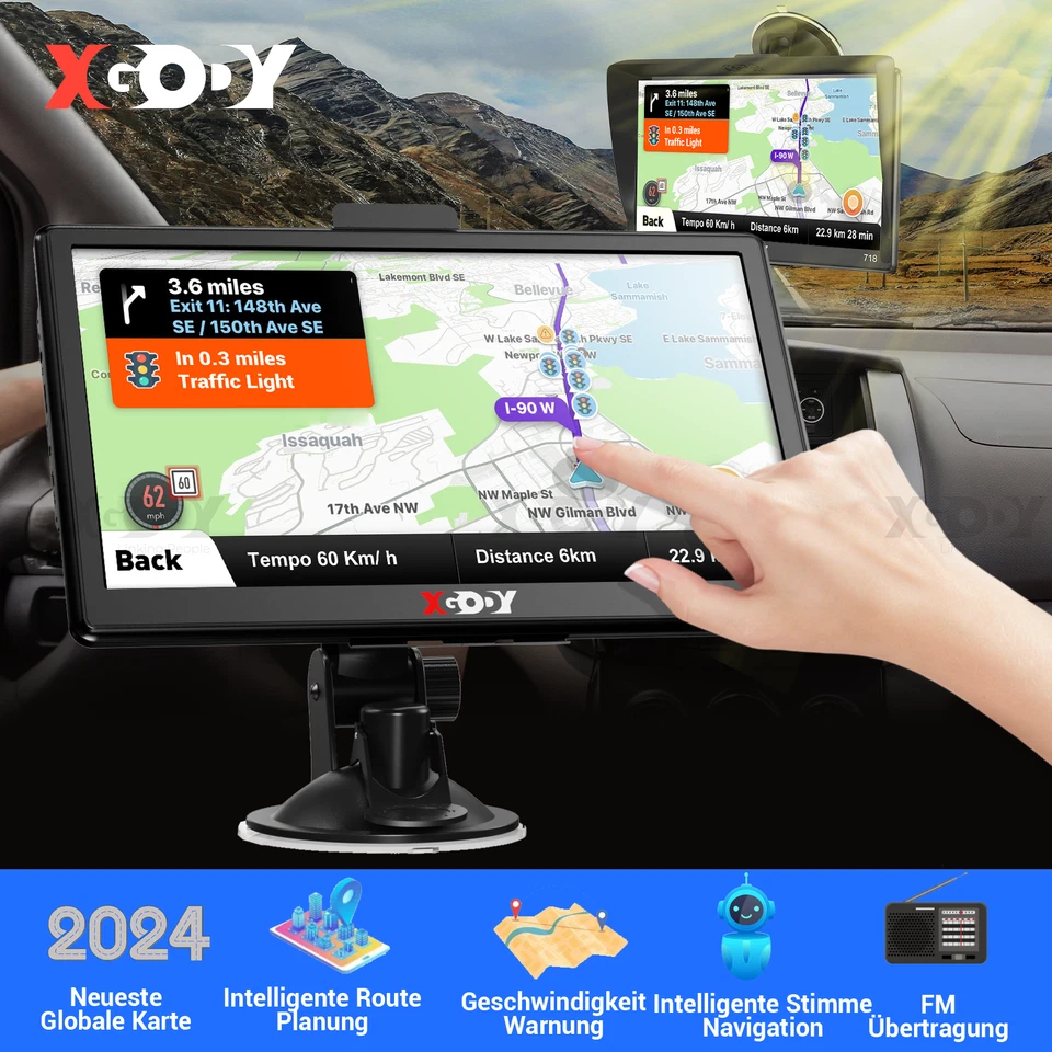 XGODY 7" Zoll Auto PKW LKW Europa Navi GPS Navigationsgerät POI Navigation 8GB