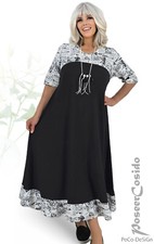 LAGENLOOK Sommer Ballon-Kleid schwarz weiß 44 46 48 50 52 54 56 58 L XL XXL XXXL