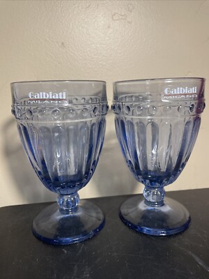 2 Galbiati Milano Blue/Purple Glasses with Pedestal