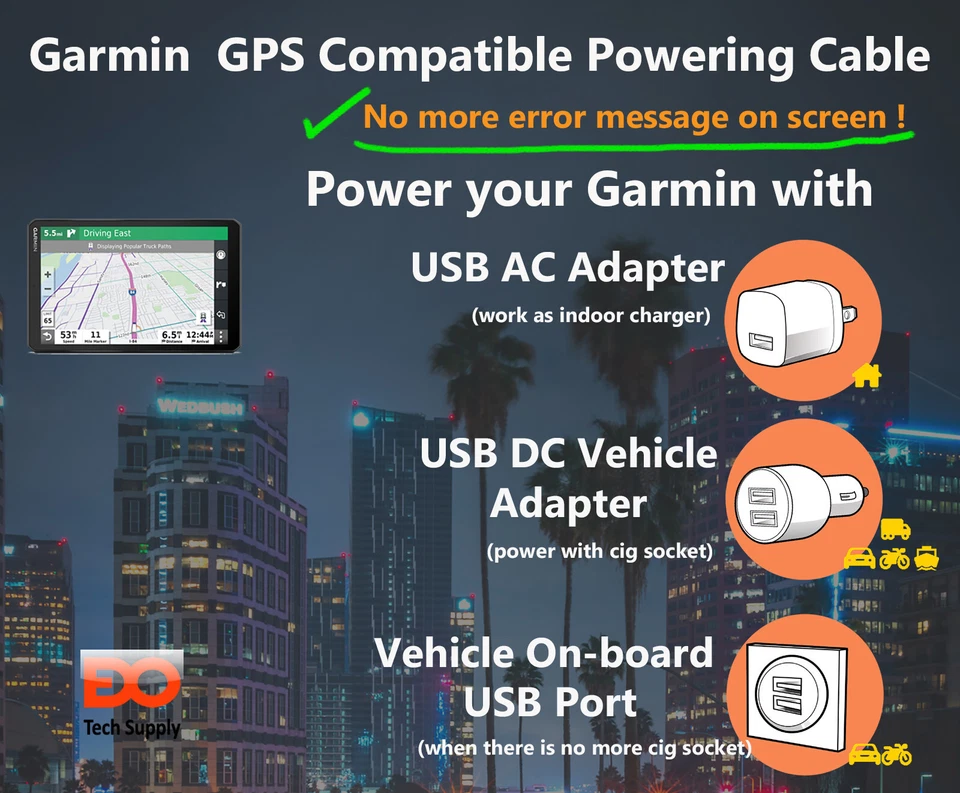 USB Charging Cable Power Cord for Garmin GPS Drive DriveSmart DriveAssist TA20 - Image 3 of 4