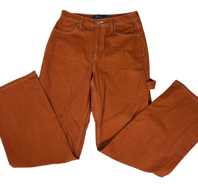 Indigo Rising Pants Women s Carpenter Wide Leg Brown Orange Workwear Size 5/27