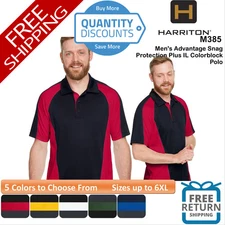 🔥 Harriton Men Advantage Snag Protection Plus IL Colorblock Polo Up To 6XL M385