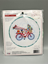NWT Dimensions Holiday Bicycle Embroidery Kit 6 Inch #72-09003