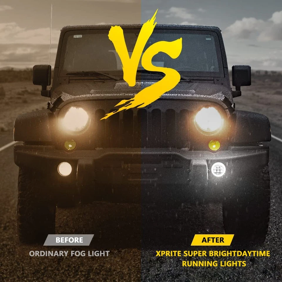 Par de luces antiniebla LED redondas de 4 pulgadas lámpara de conducción para Jeep Wrangler JK 2007-2016 Foto 4 de 4