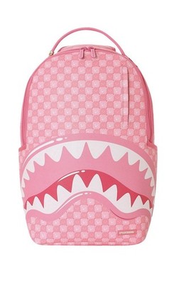 Sprayground Pink Shark Check Faces Backpack New Bookbag Large School Travel Bag