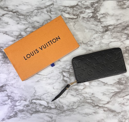 Louis Vuitton Wallet Zippy Empreinte Black Leather Monogram Authentic