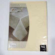 Tobin Home Fashions Spring Damask Yellow Tablecloth Round Butterflies Floral NEW