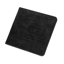 14.3 x 13.5 cm PU Leather Car Registration and Insurance Holder, Black